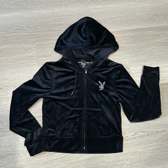 PLAYBOY Black Hoodie Sweater Size M - Picture 1 of 5